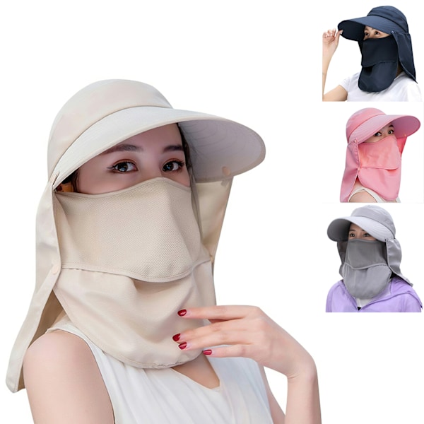Solskjerm Sammenleggbar UV-beskyttelse Fiskehatt Solhatt Beige