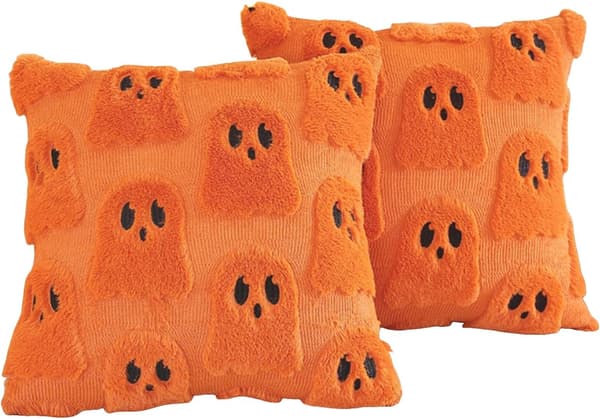 2-pak græskarkuddebetræk 45x45 cm. Bløde efterårs- og halloweenpynt til sofa, seng og bil.—jarx Färg	b