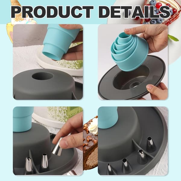 Sprøyteposeholder, PP av matkvalitet, sammenleggbar design med stabil base, organiserer sprøytetipper for kake- og cupcake-dekorering