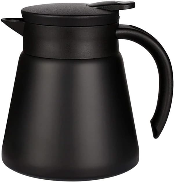 Isoleret kaffekande, 680 ML, 304 rustfrit stål, dobbeltvægget vakuumsisolering, holder varmt i 6 timer, hjem og kontor, sort