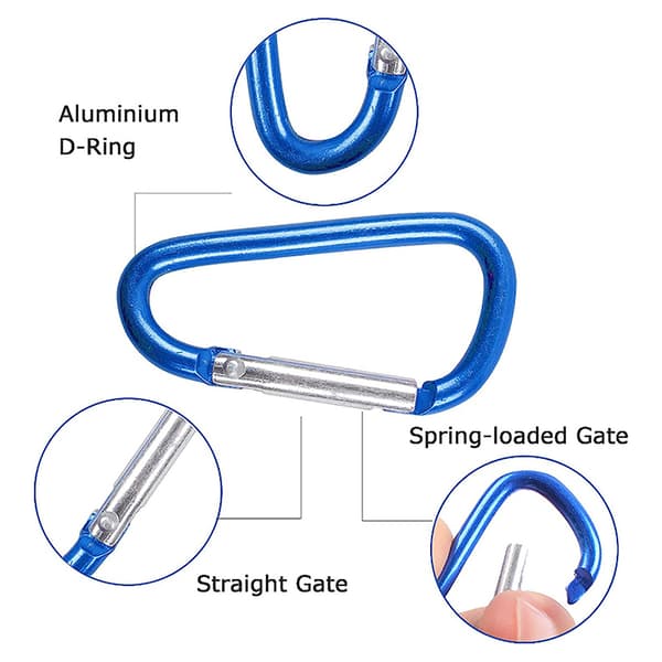 Karbinhake Nøglering Aluminiumlegering D-ring Spænde Spring Carabin - på lager Blue