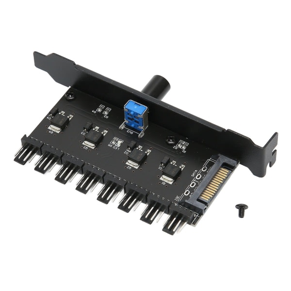 PC Fan Hub 8 kanaler SATA-ratt Kylfläkthastighetskontroll för CPU-chassi hårddisk VGA PWM-fläkt PCI-fäste