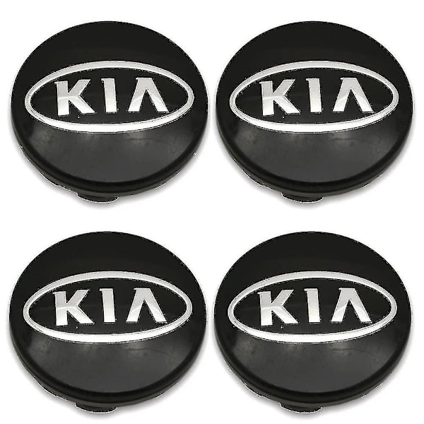 Svarte Kia Bilhjulkapsler 60mm 4 stk For Picanto, Rio, Forte, Ev, Soul, Ceed