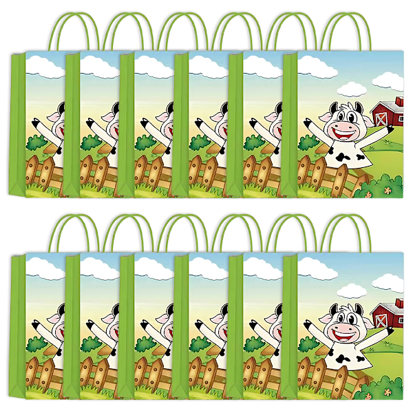 Bondgård Ko Ranch Kylling Dyr Børnefødselsdag Service Papirtallerken Papirkrus Serviet Dekoration Festartikler 12PCS