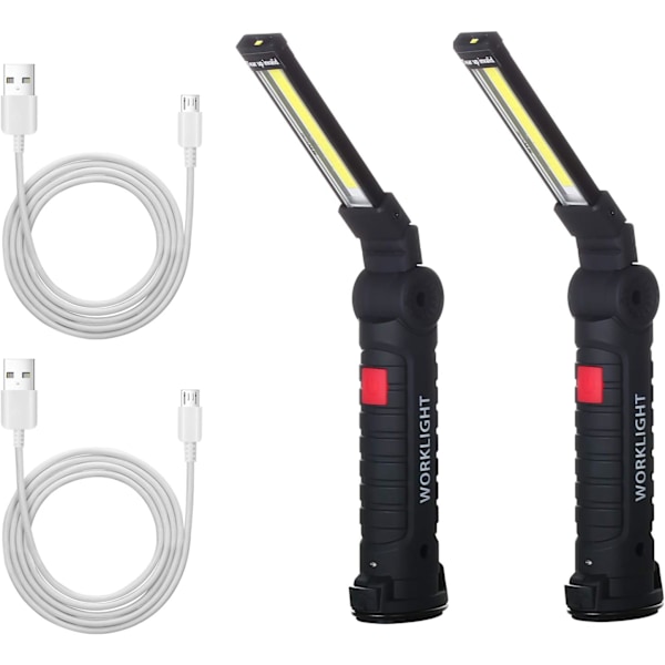 LED USB-oppladbar lommelykt, 2 stk. lyse lommelykter arbeidslampe