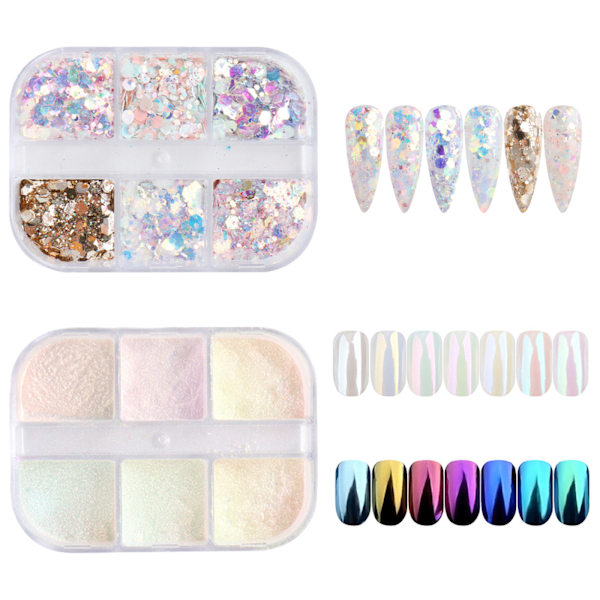 2 burkar White Pearl Chrome Nagelpulver - Transparent Klar Is Shimmer Chrome Pigment Pulver för naglar, glaserade munkinspirerade naglar Spegeleffekt