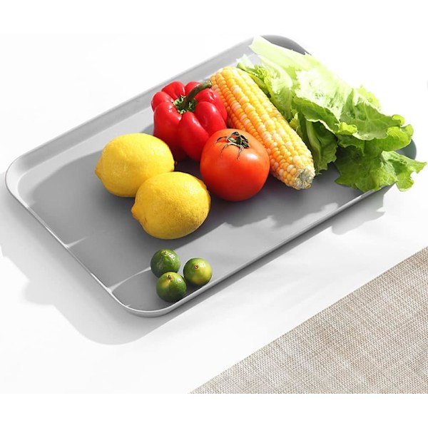 3-pack Plastserveringsbrickor, Plastbrickor, Små Rektangulära Brickor för Kök, Matsal, Café, (Rosa, Grå, Grågrön)
