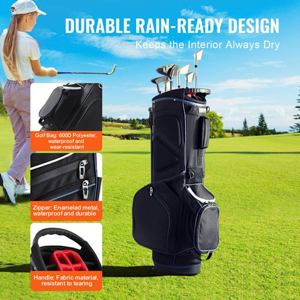 Golfbägi -VEVOR-330 x 220 x 890 mm - 14 lokeron jakajalla ja 13 taskulla - kahva ja irrotettava olkahihna