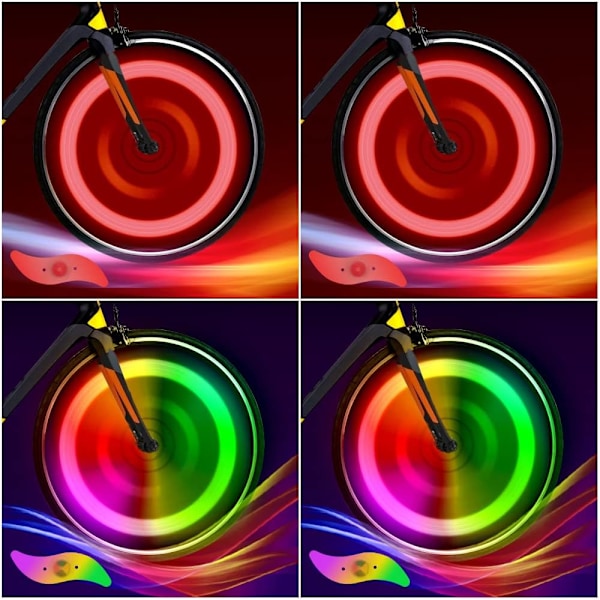 Cykel Ekrar Ljus 4-Pack Däck Blinkande Ljus LED Neon Hjul Blinkande Cykel Ljus Vattentät 3 Blinkande Lägen Cykling Tillbehör Red+color