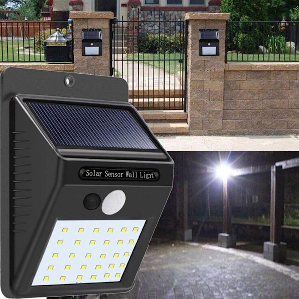 Vanntett Solcellevegglampe med Bevegelsessensor