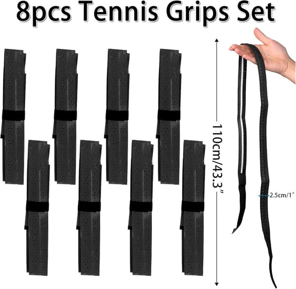 8 stycken - Rackgrepp - Rackgreppstejp - Badminton Grepptejp - Tennis Rack Grepptejp - Sporttillbehör - 1100*25*0.6mm