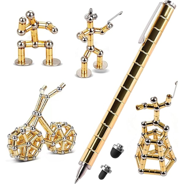 Kreativ Magnetisk Metallpenna Dekompression Leksak Fidgetpenna Gold