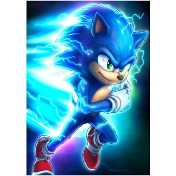 30*40CM 5D DIY Diamantmalerisæt, Filmfigur Sonic 5D Dia