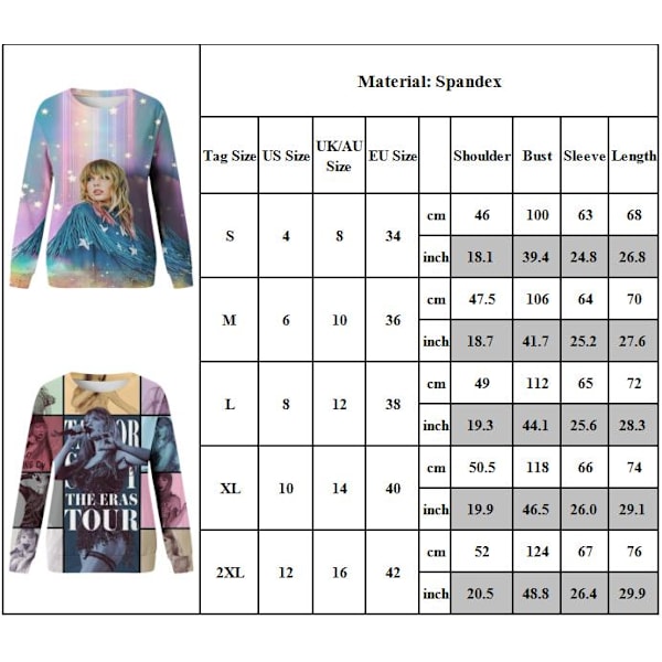 Naisten Taylor Swift Huppari Muoti Collegepaita Rento Pitkähihainen A A A 2XL