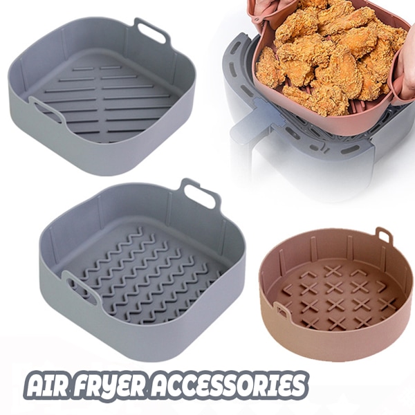 Airfryer Silikonform Livsmedelssäker Återanvändbar Värmebeständig Ugnstillbehör Gr Grey Round 19cm X Style