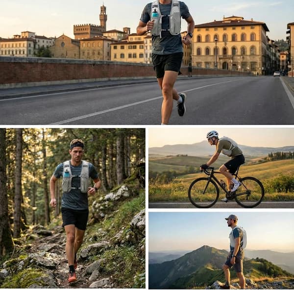 Løpevest, pustende polyesternetting, refleksstriper, justerbar passform, unisex for løping, fotturer og sykling, grå