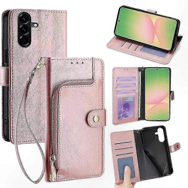 A56 5G Leather Case with Zipper - Protective Smartphone Case Rose Gold