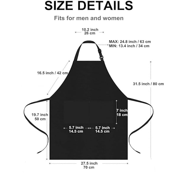 2 stycken - Förkläden - Köksförkläden - Kockförkläden - Grillförkläde - Trädgårdsförkläde - 70*80 cm
