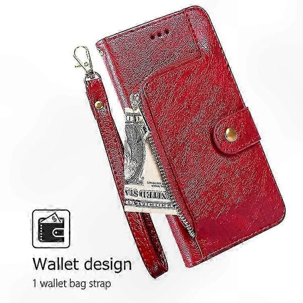 A56 5G Leather Case with Zipper - Protective Smartphone Case Red