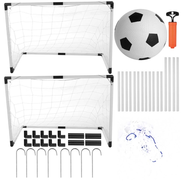 Oudoor Vikbar Barn Dubbel Fotboll Fotboll Goal Gate Kit med Ball Pump Kid Träningsleksaker