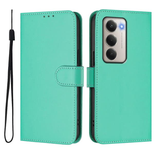 Xiaomi Redmi 15 5G Cover - Solid Color Leather Wallet Case with Strap, Stand Function Protective Phone Case Green Green Green