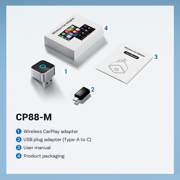 Ottocast Mini Cube Trådløs CarPlay Adapter Android Auto Biltilkoblingsboks CP88-M