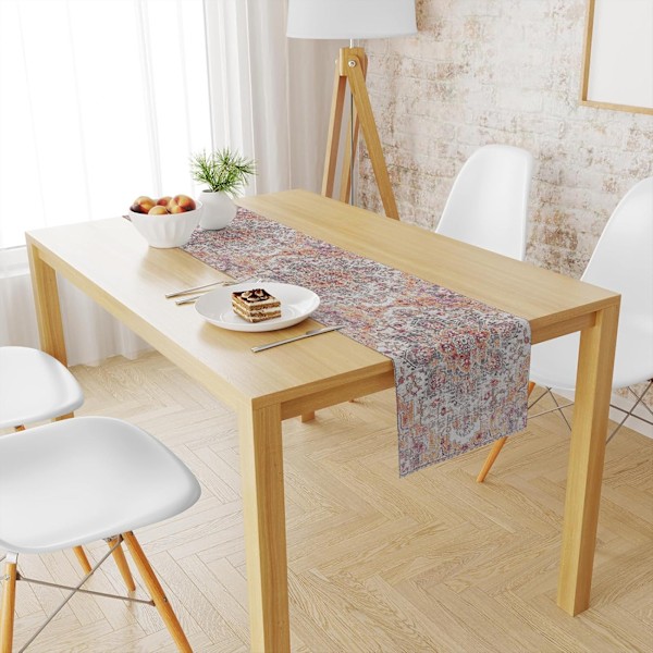 Bohemsk Stil Oransje Bordløper, Landlig Rustikk Gårdshus Magisk Høst Kjøkken Spisebord Dekorasjon for Hjemmefest Dekor 13x72 Tommer Style 3