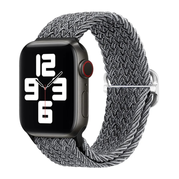 Flettet løkke for Apple Watch-reim 44mm 40mm 45mm 41mm 42mm 38mm 49mm Elastisk Solo-armbånd iWatch serie 9 se 7 5 6 Ultra2 Band 36. Grå til hvit 36.Gray to white 42mm 44mm 45mm 49mm