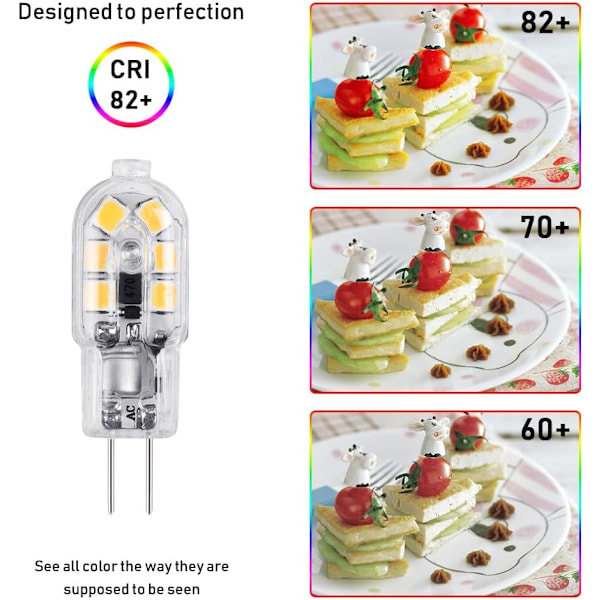 G4 LED-lamppu – 10-pakkaus, lämmin valkoinen, 2W, 130 lm, 12V AC/DC, 3000K, 360 astetta, korvaa 15W halogeenilamput. 10 transparent