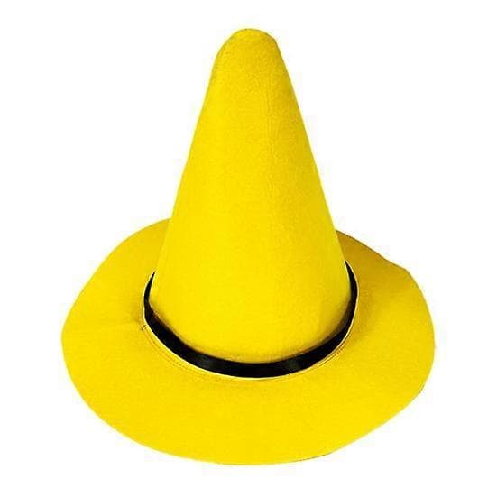 Halloween Witch Hat - Pointed Yellow Felt Wizard Hat with Large Brim, Cosplay Costume Accessory M
