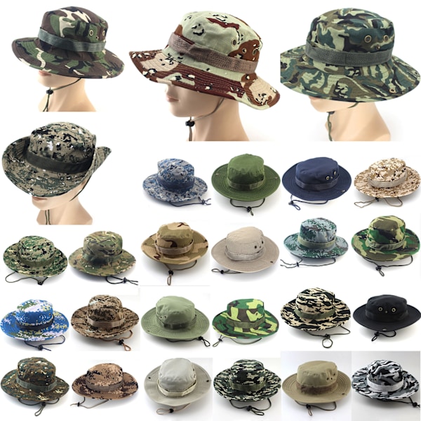 Mænd Casual Kasketter Bred Skygge Militær Camo H Light Green - Chino Camo