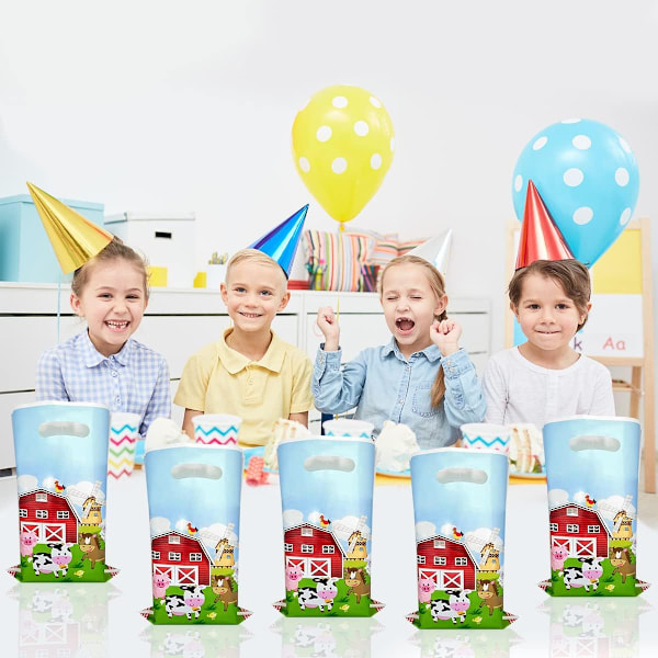 Bondgård Ko Ranch Kyckling Djur Barnkalas Servis Papptallrik Pappmugg Servett Dekoration Festtillbehör 10PCS