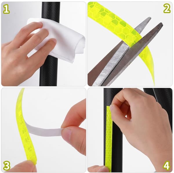 4 ruller - 1cm * 8m - Reflekterende tape - selvklebende sikkerhetsmerking - reflekterende striper