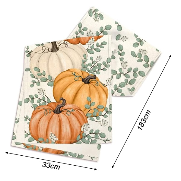 Oransje Gresskar, Eukalyptus Høst Bordløper, Høst Thanksgiving Kjøkken Spisebord Dekorasjon for Hjemmefest Dekor 13x72 Tommer Style 2