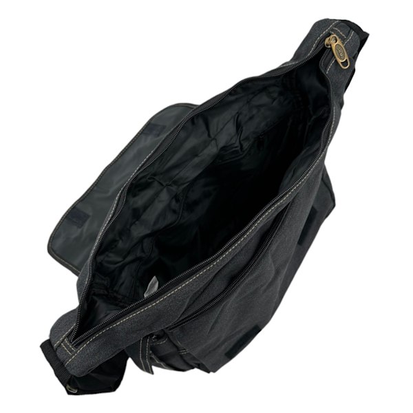 Middels stor skulderveske i canvas Svart Black one size