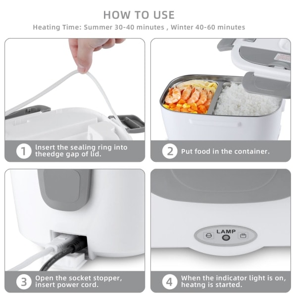 Bærbar Elektrisk Matboks i Rustfritt Stål Blå Blå