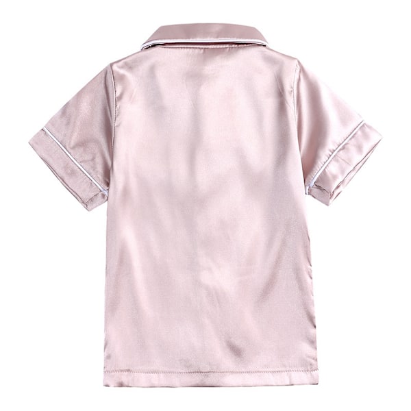 Satin Pyjamas Set i Siden, Kortärmad, Barnkläder för Sovkläder aprikos apricot 120