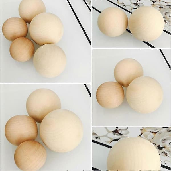 5 stk 4 cm Diameter Trekuler DIY Runde Kuler Umalte Kuler Håndverksmateriale -Sy