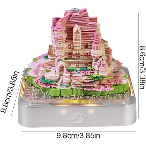 3D Skrivebords Kalender 2025, LED Lys, Riv Av Papirkunst, Juledekorasjon PINK Liebesschloss