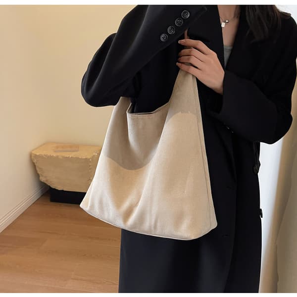 Tote tasker til kvinder Arbejdstasker Ruskind Slouchy Taske Beige