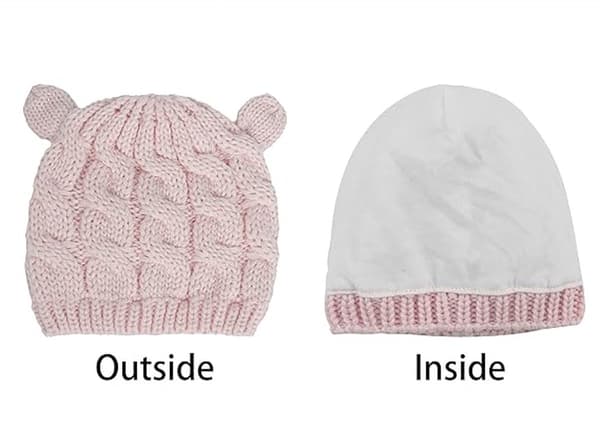 Baby Vintermössa & Handskset, Stickad Mjuk, Rosa, Storlek M för 2-6 Månader