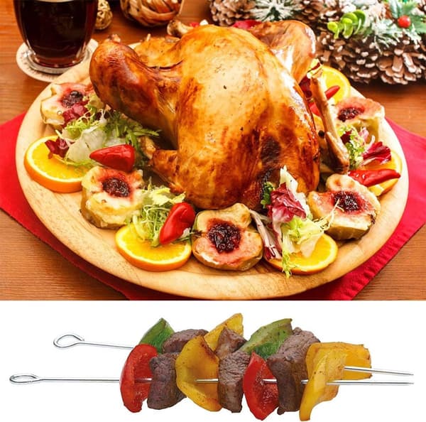 10\" Spyd i rustfrit stål til kebab - 50 stk., genanvendelige - Grilltilbehør til kød, skumfiduser - Grillning