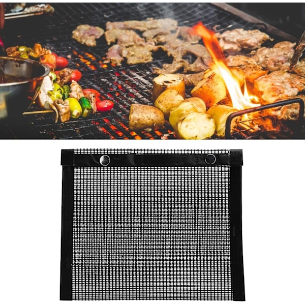 BBQ-grillposer, gjenbrukbare grillposer for utendørs matlaging for kjøtt, fisk, grønnsaker, 27x22cm