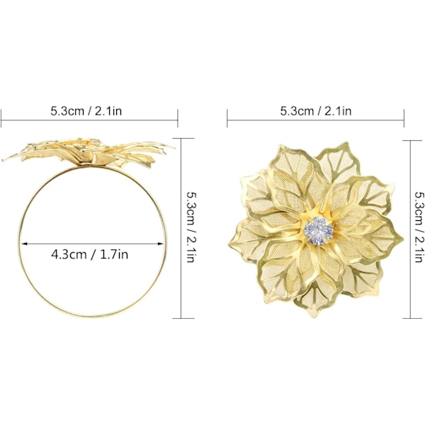 Set med 12 servettringar i legering med ihålig blomma E