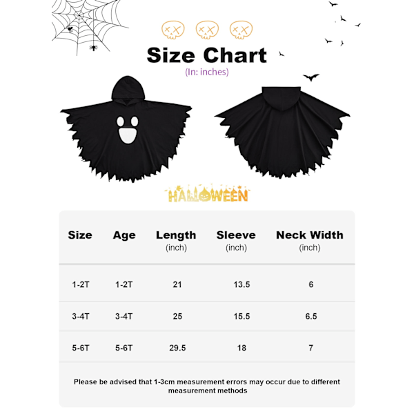 GYRATEDREAM Halloween Spøgelseskappe til småbørn, drenge og piger, Halloween-kostumer til børn, 1-6 år glowingclownface 4