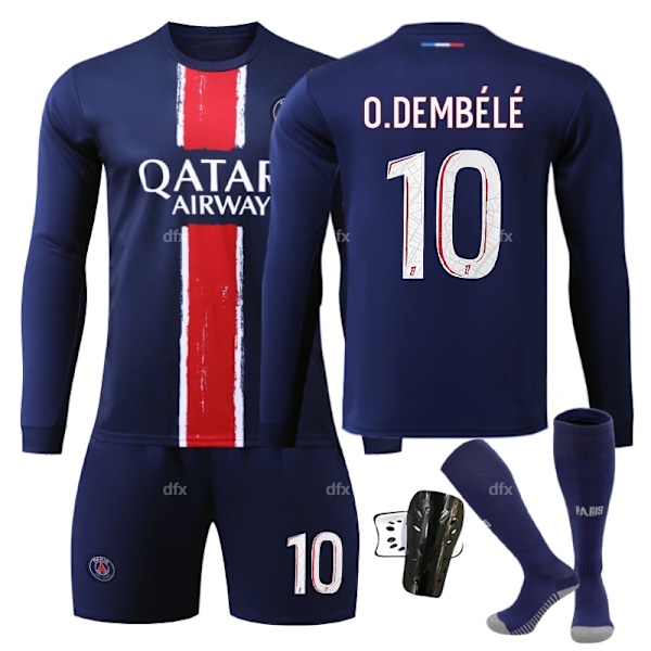 Paris Saint-Germain Barn Hjemmestøtte 2024-2025 Høst Og Vinter Nr. 10 Sokker + Vakt 2XL O.DEMBELE No 11 socks + Guard 2XL