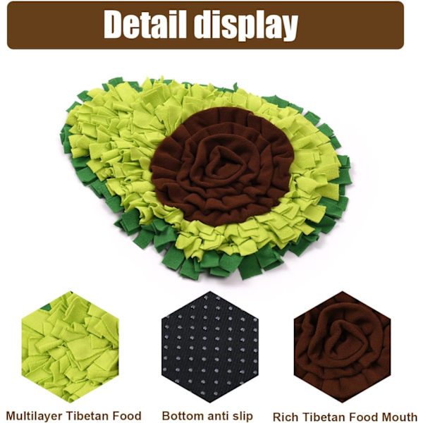 Snuffle Mat - Avocado Design with Foldable Function - For Dogs and Cats - Green Training Mat - Pet Activity