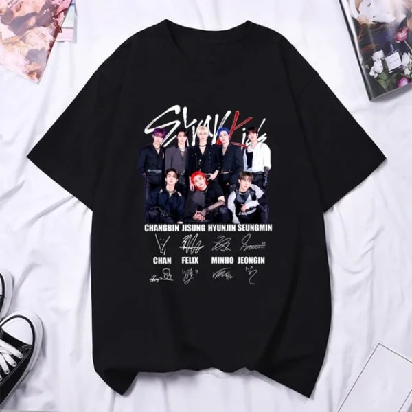 Stray Kids Trykte Kvinders T-shirts Herre Oversized Casual Korteærmet T-shirt Harajuku Unisex Tees Topper Tøj TL3272-Sort TL3272-Black M TL3272-Black M