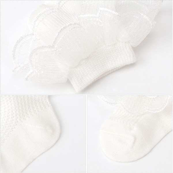 Baby Lace Sokker med Sløjfe - Pyntede Ankelsokker til Nyfødte og Småbørn 4 Pairs Lace Socks Set-33 0-12 months