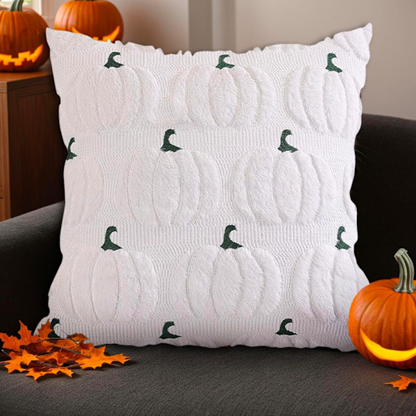 2-pak græskarkuddebetræk 45x45 cm. Bløde efterårs- og halloweenpynt til sofa, seng og bil.—jarx Färg	e